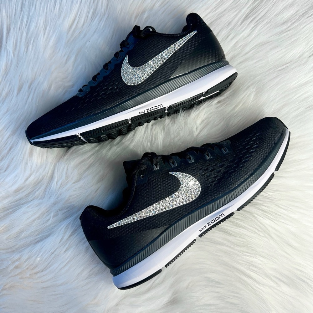 Nike Air Zoom Pegasus 34 Size 9.5 with Swarovski Crystals.
